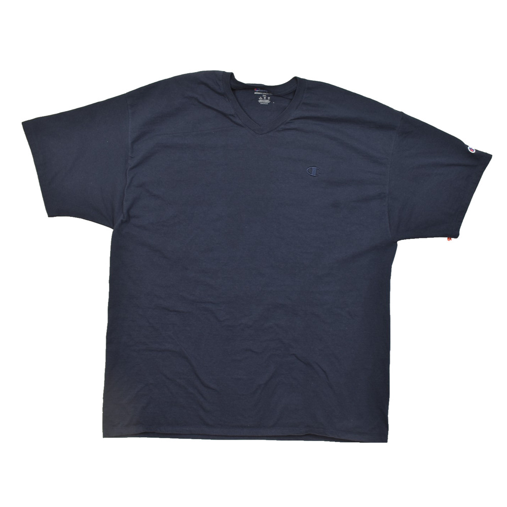 Champion Men 2XL Navy Blue Classic Jersey V-Neck Short Sleeve Cotton T-Shirt NEW